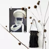 Décoration murale en macramé - Noir