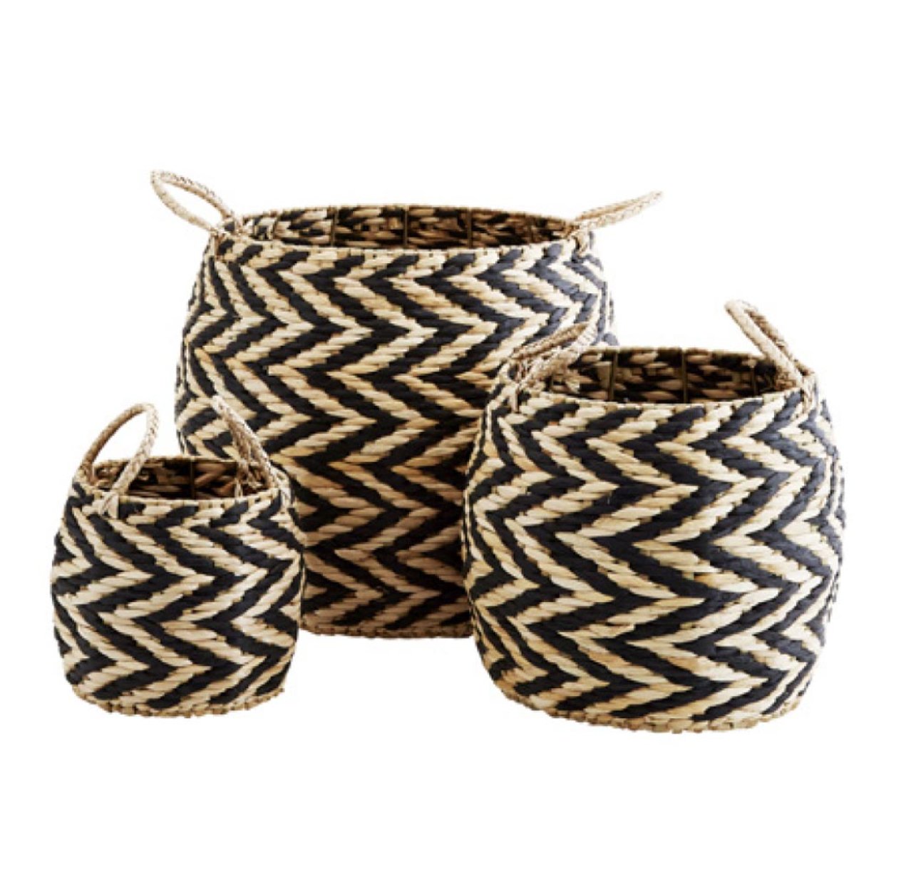 Panier en corde Zig Zag - Naturel / Noir