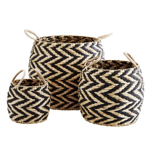 Panier en corde Zig Zag - Naturel / Noir