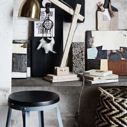 Panier en corde Zig Zag - Naturel / Noir