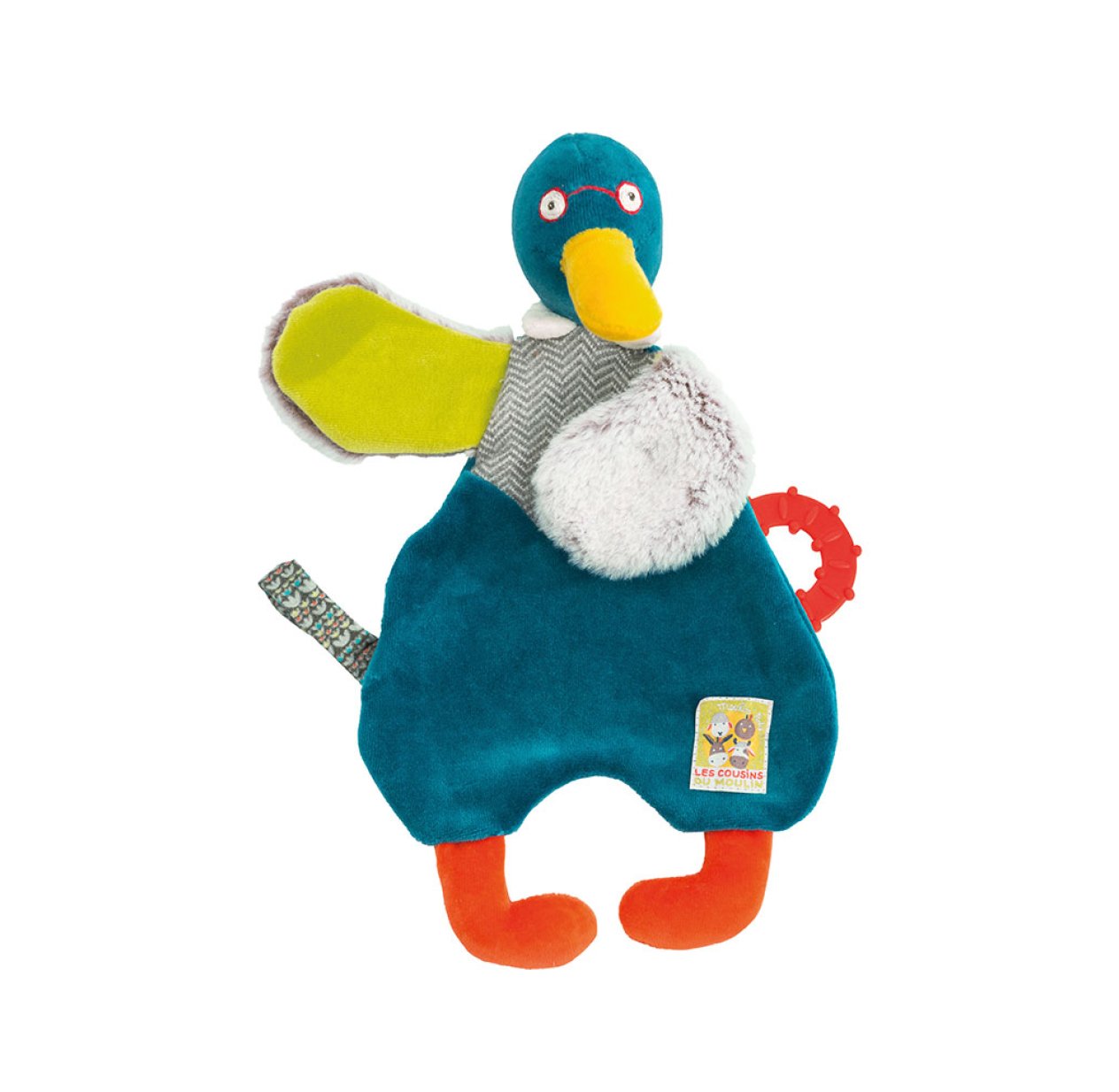 Doudou attache-tétine canard