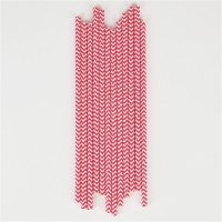 25 pailles Chevrons - Rouge