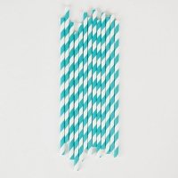 25 pailles rayées - Turquoise