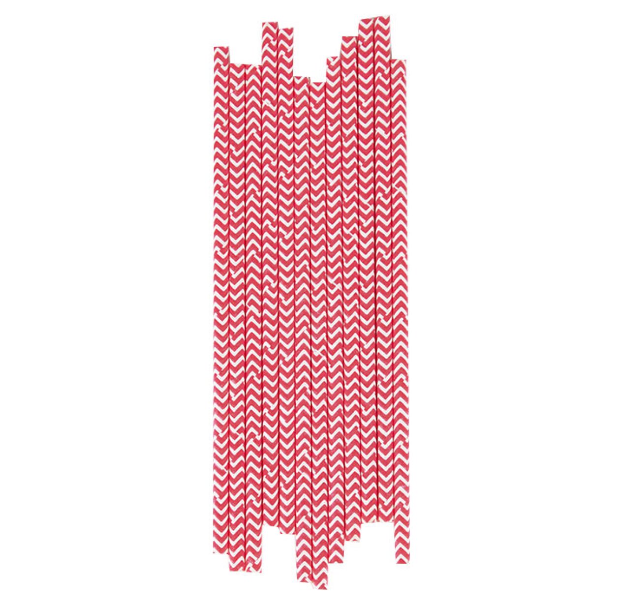 25 pailles Chevrons - Rouge