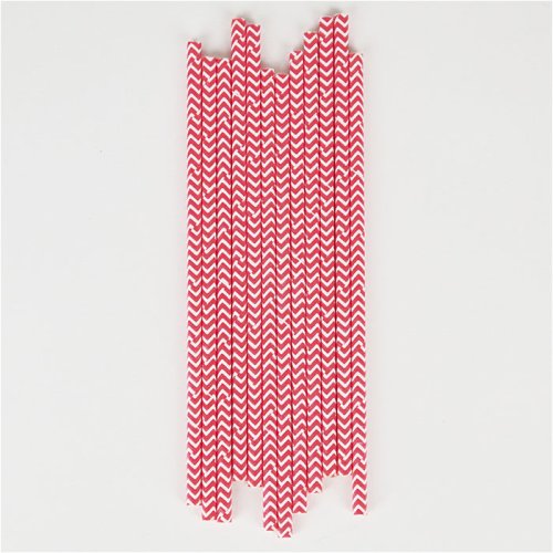 25 pailles Chevrons - Rouge