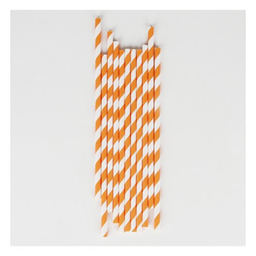 25 pailles rayées - Orange