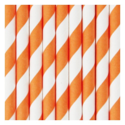25 pailles rayées - Orange