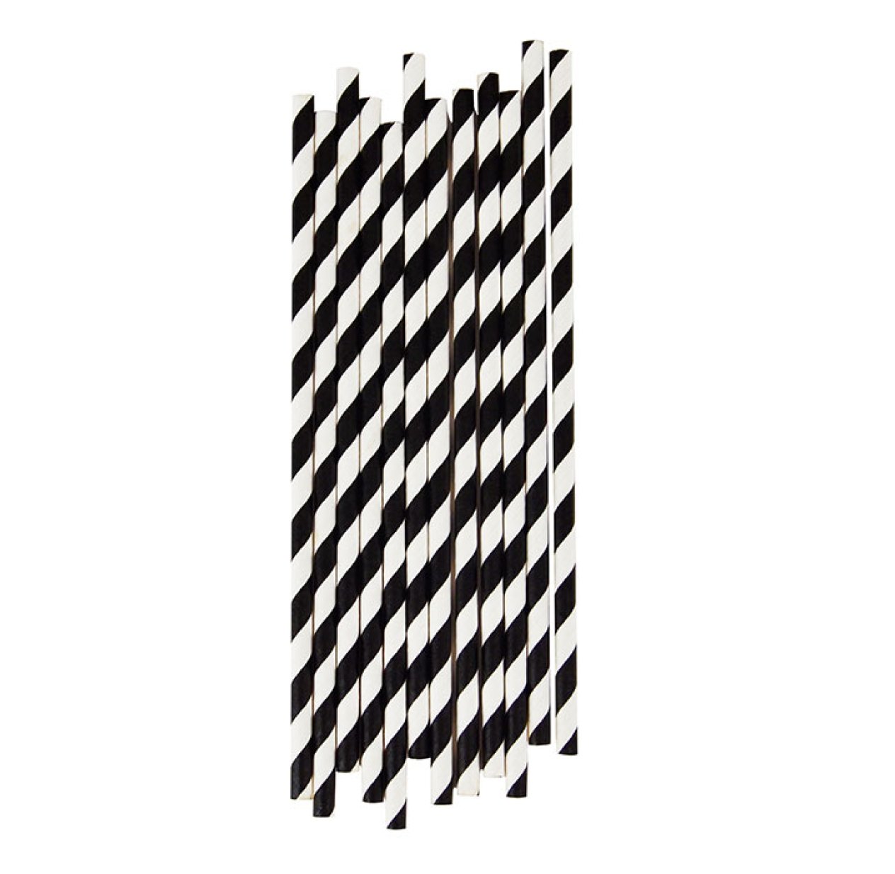 25 pailles rayées - Noir