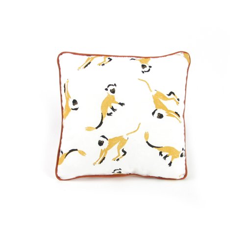 Coussin singes 20 x 20 cm - Jaune