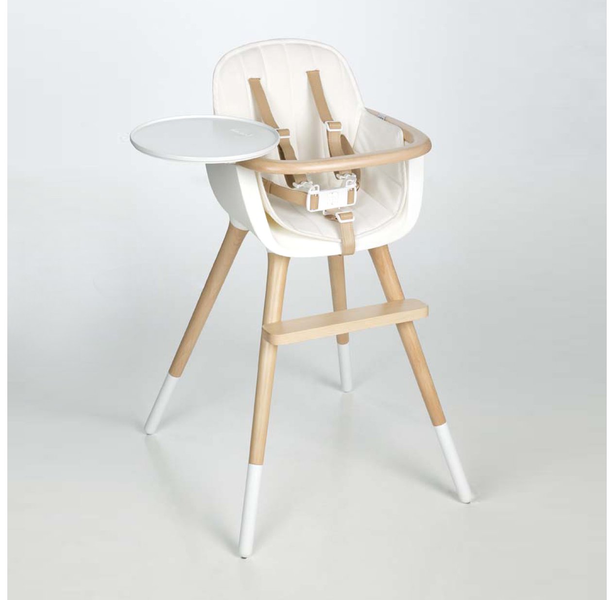 Chaise haute OVO Luxe avec harnais - Blanc