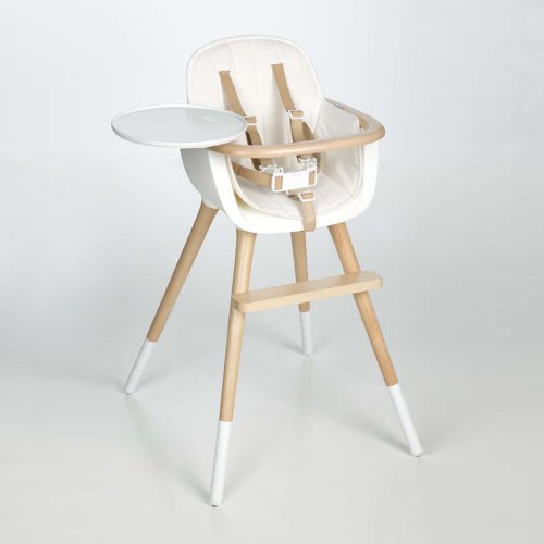 Chaise haute OVO Luxe avec harnais - Blanc
