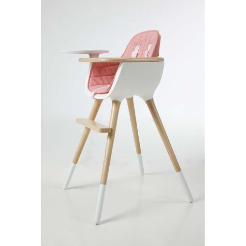 Chaise haute OVO Plus avec harnais - Blanc