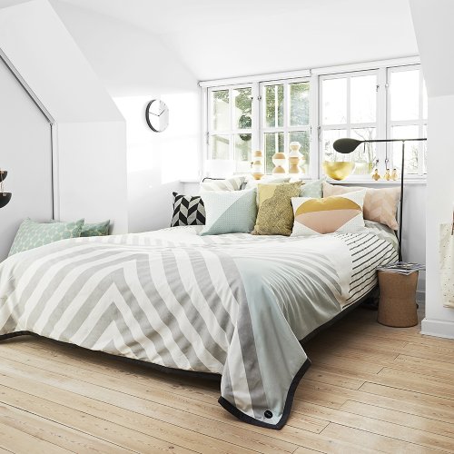 Coussin Dotti - Bleu pâle et Vert / Blanc et Gris