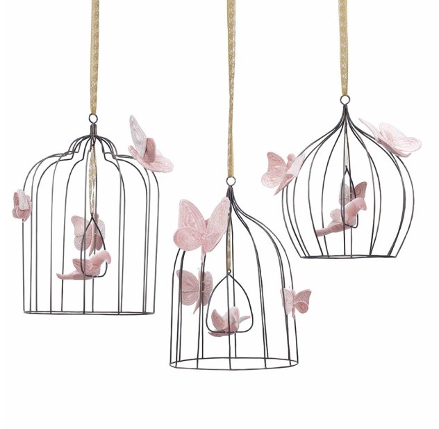 Cage à Oiseaux Décorative L Vieux Rose