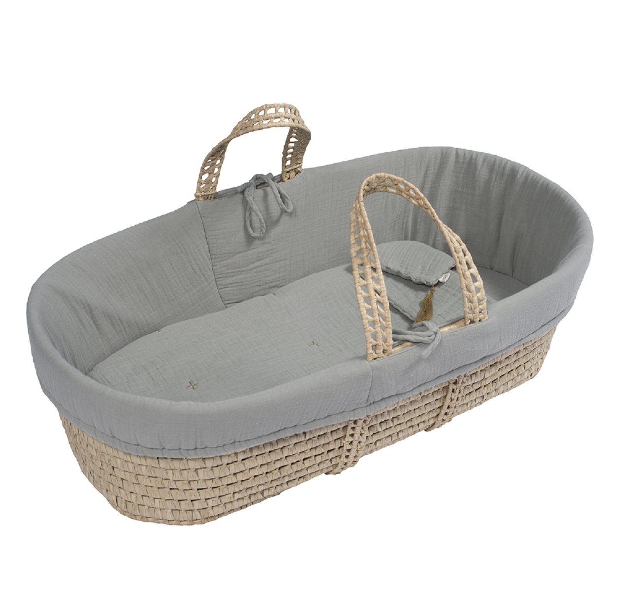 Couffin bébé en paille - Gris argent