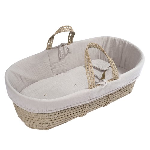 Couffin bébé en paille - Rose poudré