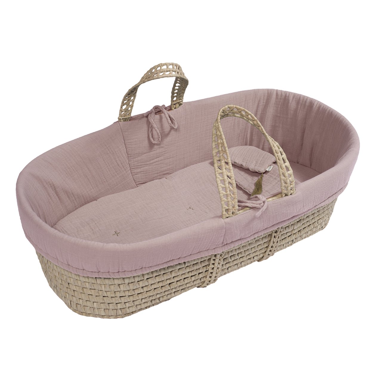 Couffin bébé en paille - Vieux rose