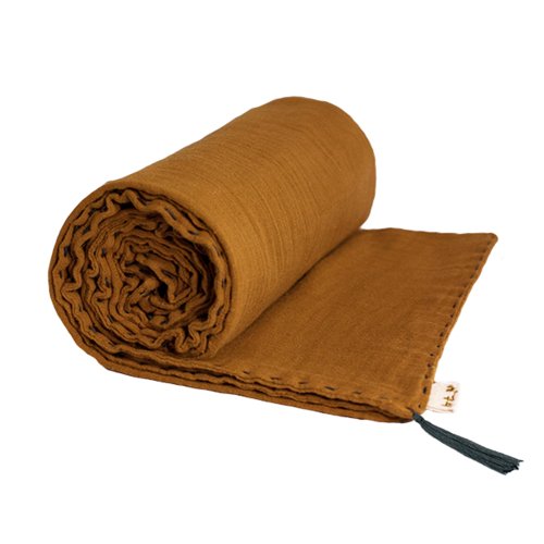 Couverture légère en gaze de coton bio - Curry