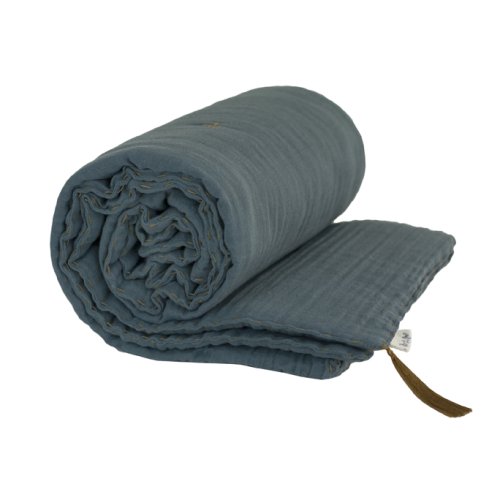 Couverture Hiver Gaze de coton bio - Bleu gris