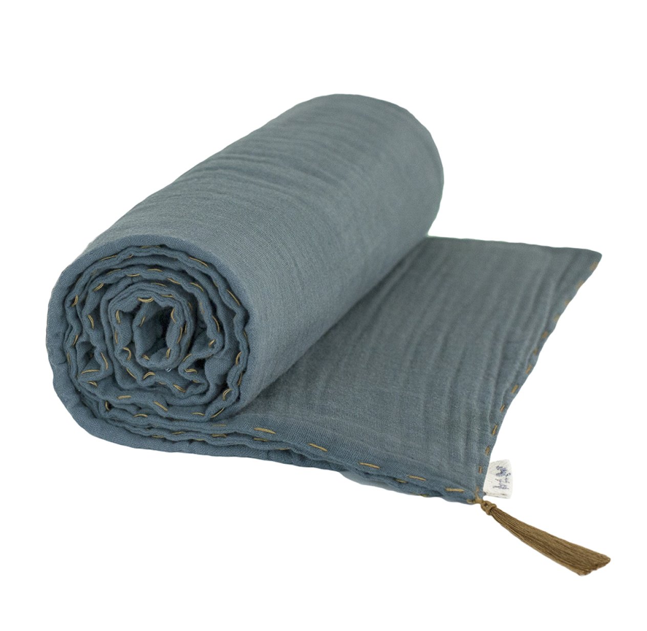 Couverture légère en gaze de coton bio - Bleu gris