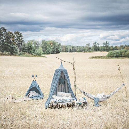 Couverture légère en gaze de coton bio - Bleu gris