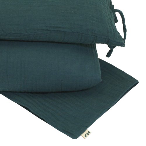 Parure de lit gaze de coton - Bleu canard