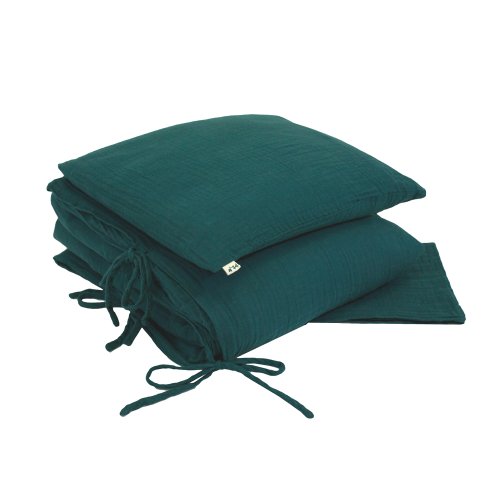 Parure de lit gaze de coton - Bleu canard