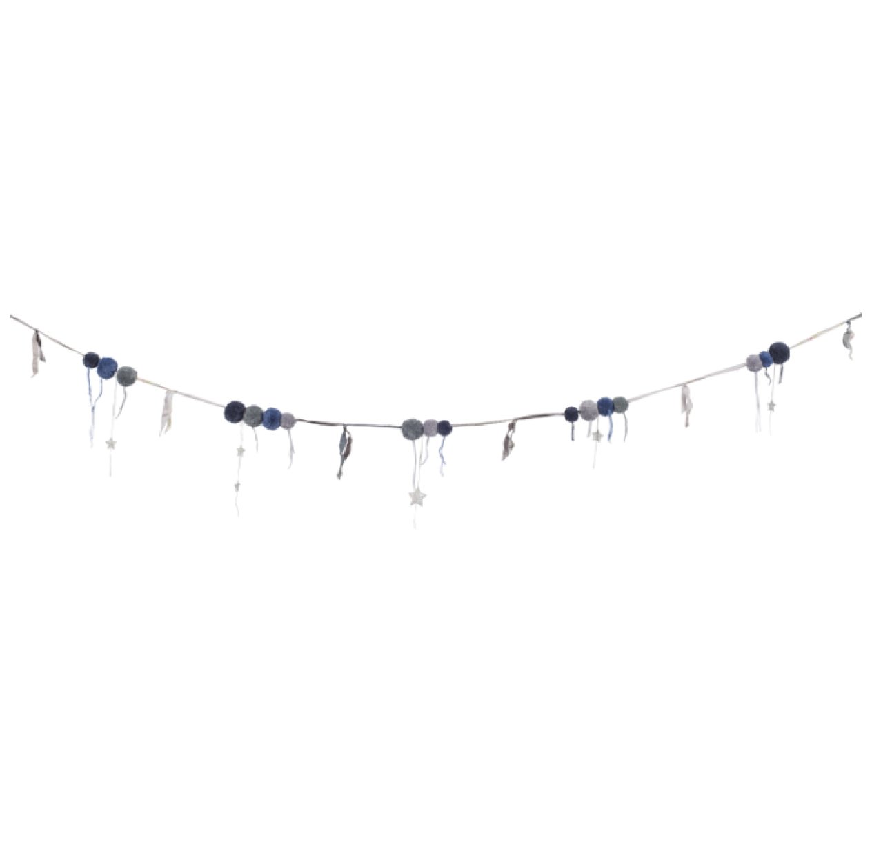 Guirlande de Pompons en laine - Bleu