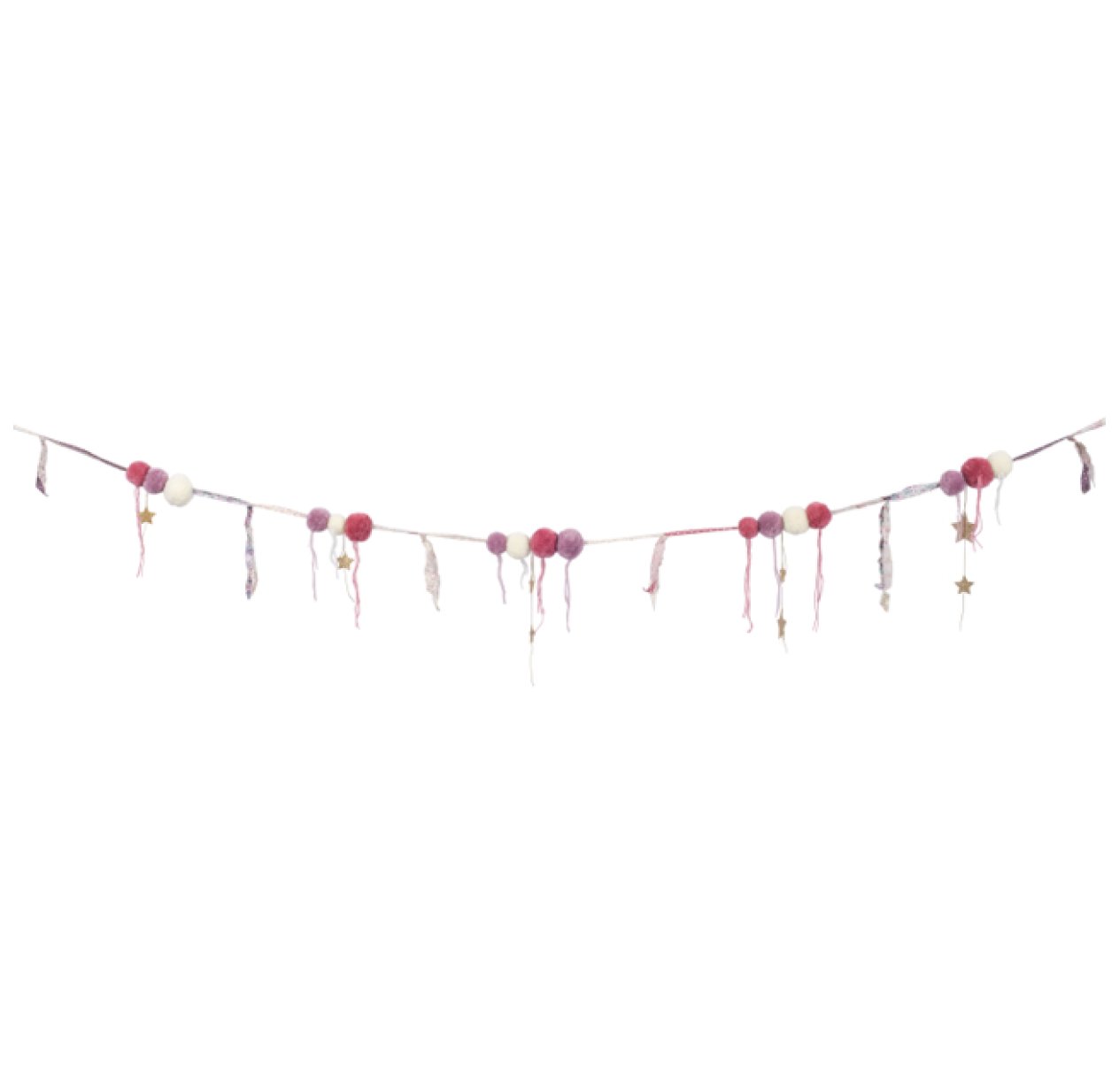 Guirlande de Pompons en laine - Rose