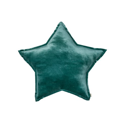 Petit coussin velours Etoile - Bleu Canard