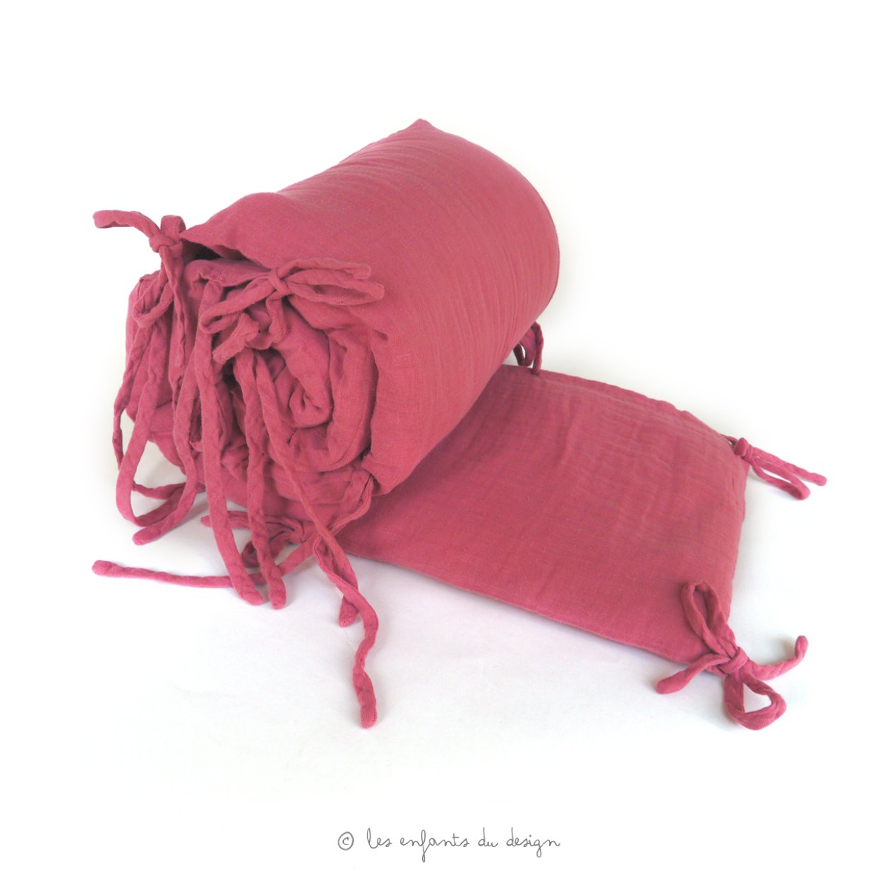 Tour de lit en gaze de coton - Framboise