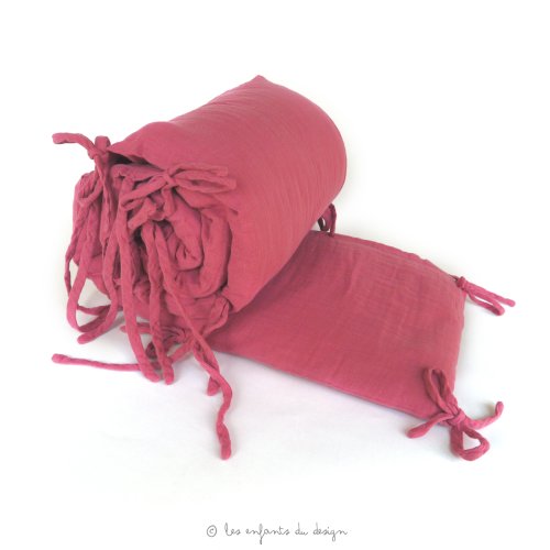 Tour de lit en gaze de coton - Framboise