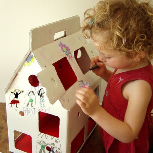 Maison de poupée en carton Mobile Home - Blanc