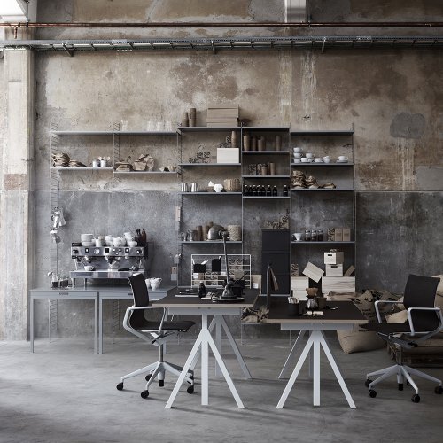 Portant mural au sol 200 x 30 cm - Gris