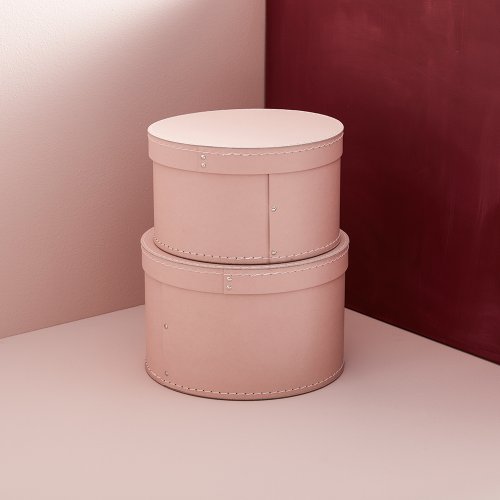 2 boîtes de rangement rondes - Rose clair