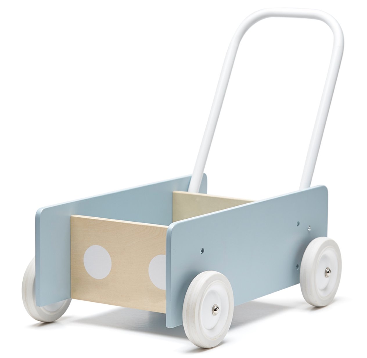 Chariot poussette en bois - Bleu gris
