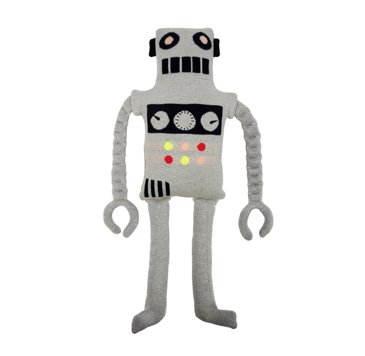 Coussin peluche robot Ziggy - Gris argenté