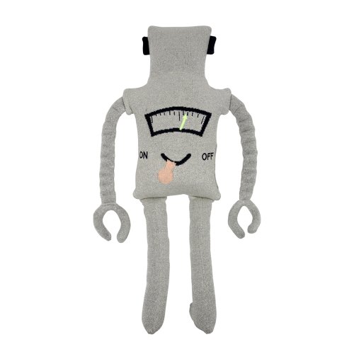 Coussin peluche robot Ziggy - Gris argenté