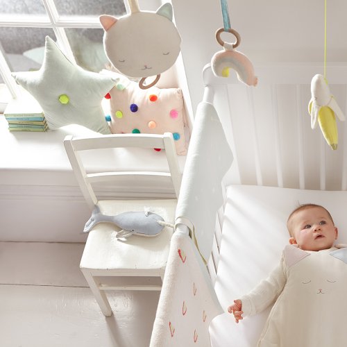 Coussin en velours pompons Pom-Pom - Rose