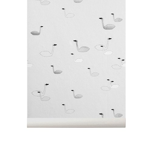 Papier peint Cygnes - Gris clair