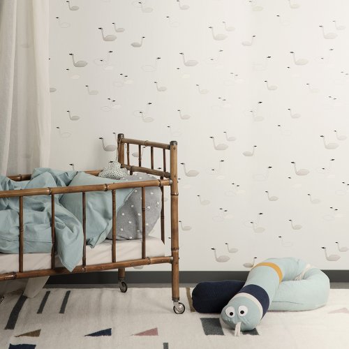 Papier peint Cygnes - Gris clair