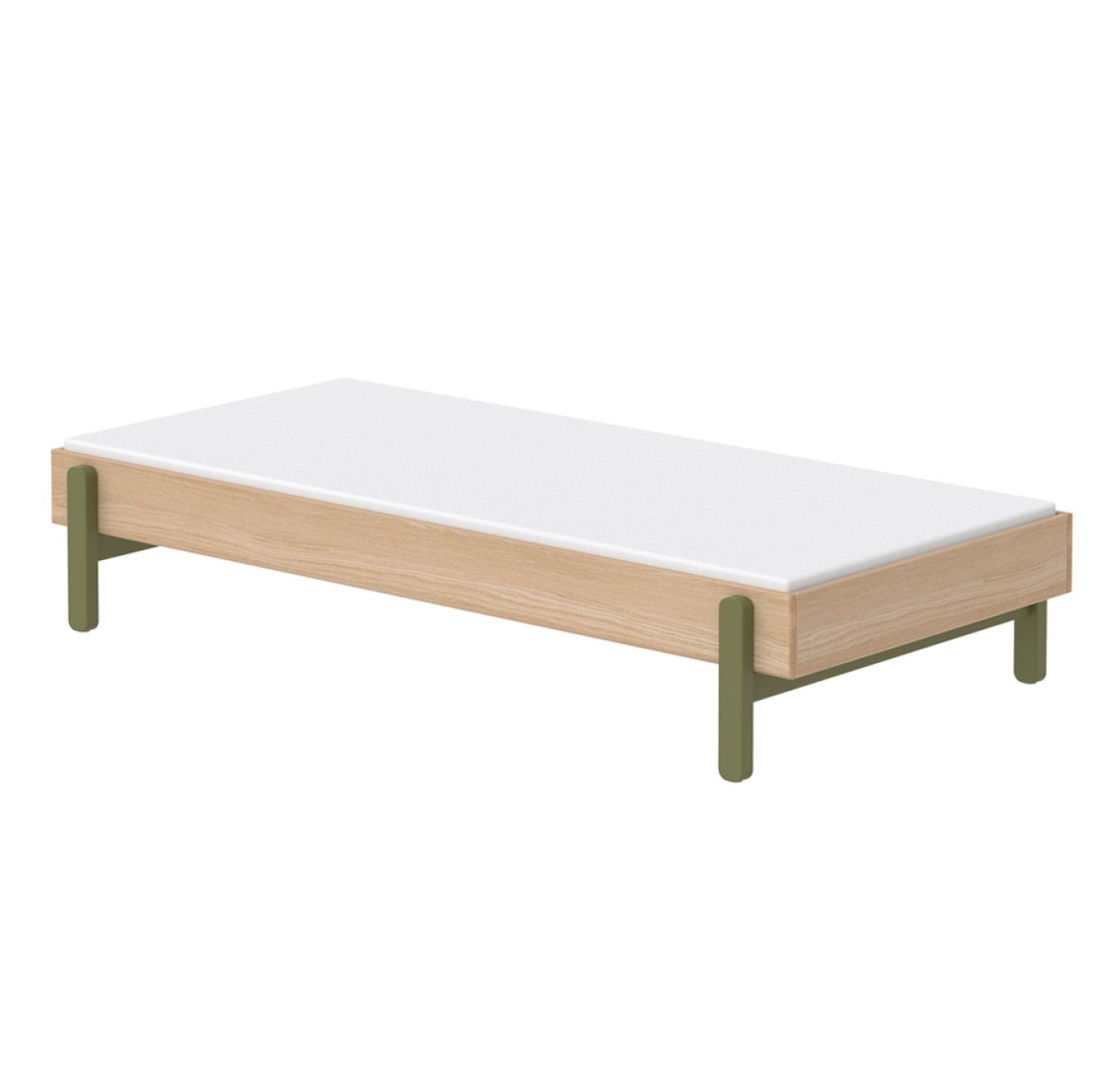 Lit banquette simple Popsicle - Chêne/Kiwi