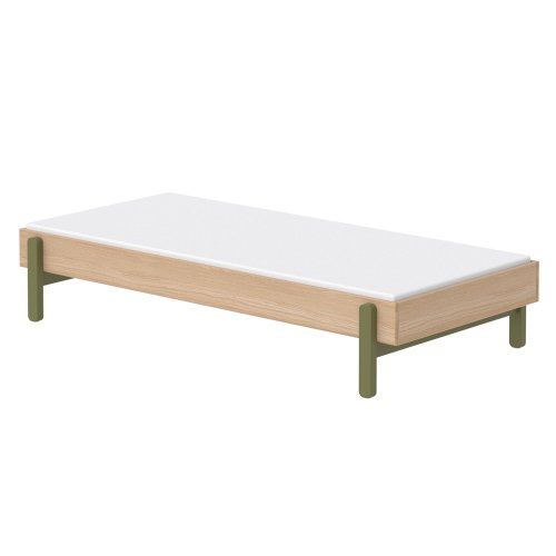 Lit banquette simple Popsicle - Chêne/Kiwi