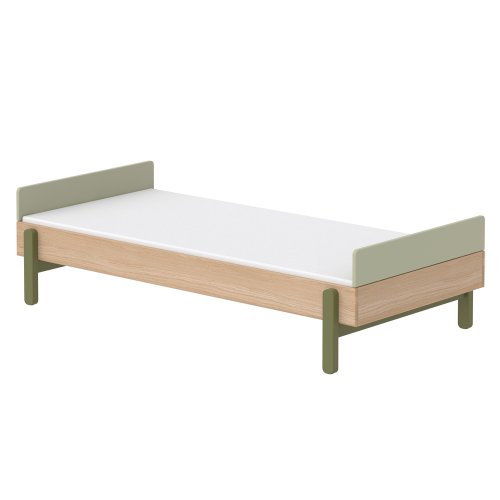 Lit enfant simple tête de lit basse Popsicle - Chêne/Kiwi