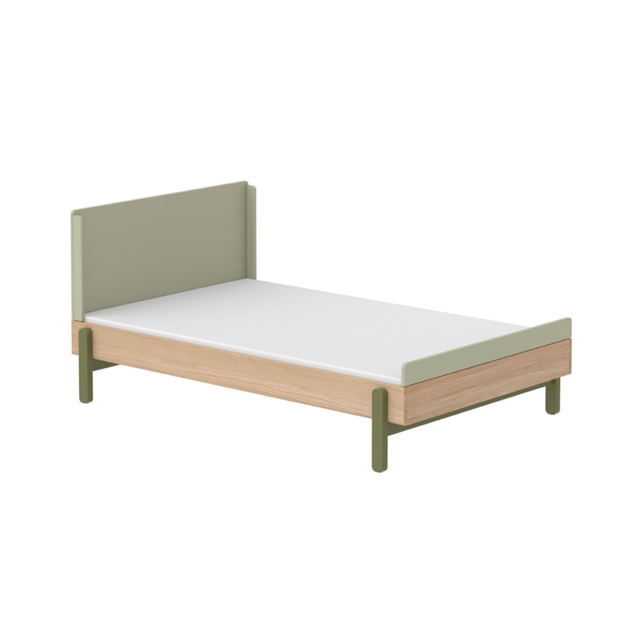 Lit enfant 120 x 200 cm tête de lit haute Popsicle - Chêne/Kiwi