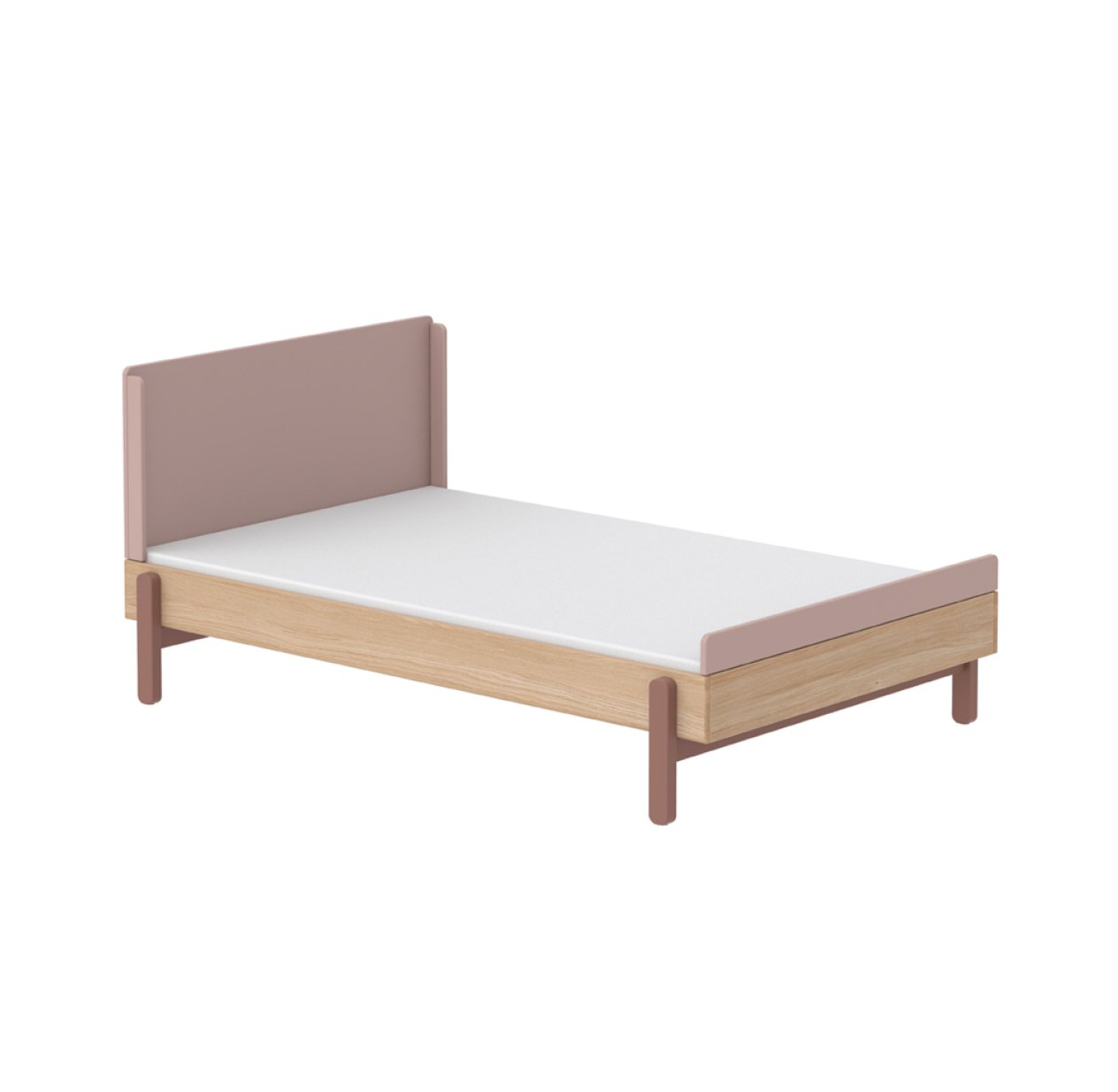 Lit enfant 120 x 200 cm tête de lit haute Popsicle - Chêne/Cherry