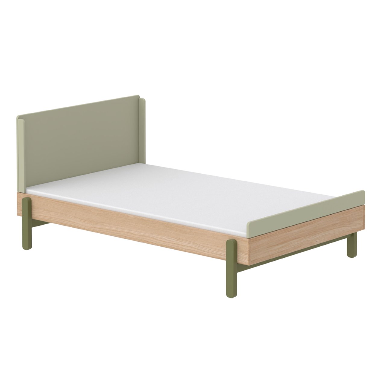 Lit enfant double 140 x 200 cm tête de lit haute Popsicle - Chêne/Kiwi