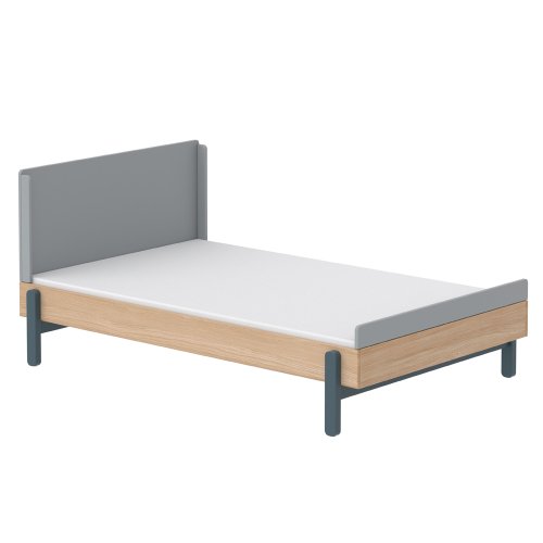 Lit enfant double 140 x 200 cm tête de lit haute Popsicle - Chêne/Blueberry