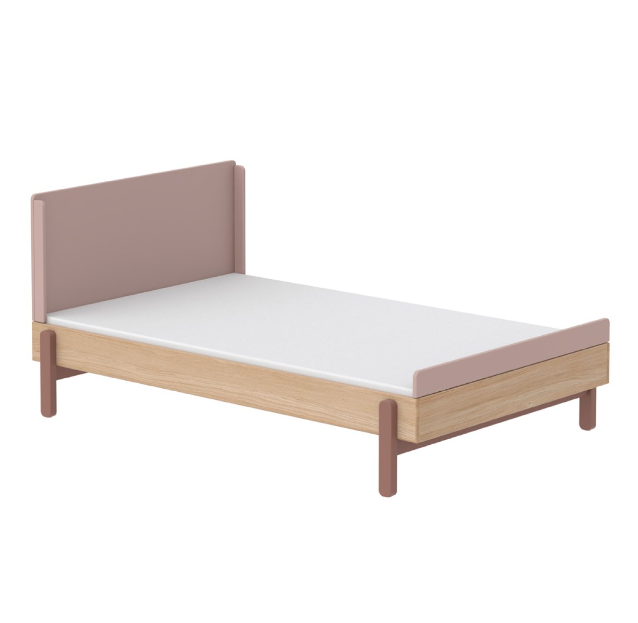 Lit enfant double 140 x 200 cm tête de lit haute Popsicle - Chêne/Cherry