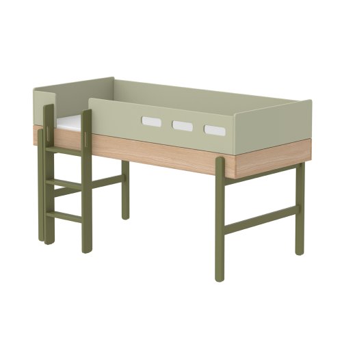 Lit enfant mi-hauteur échelle droite Popsicle - Chêne/Kiwi